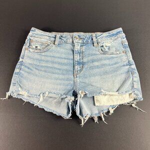 American Eagle Shorts Womens 30* Hi Rise Shortie Light Blue Cut Off Denim Tag 10